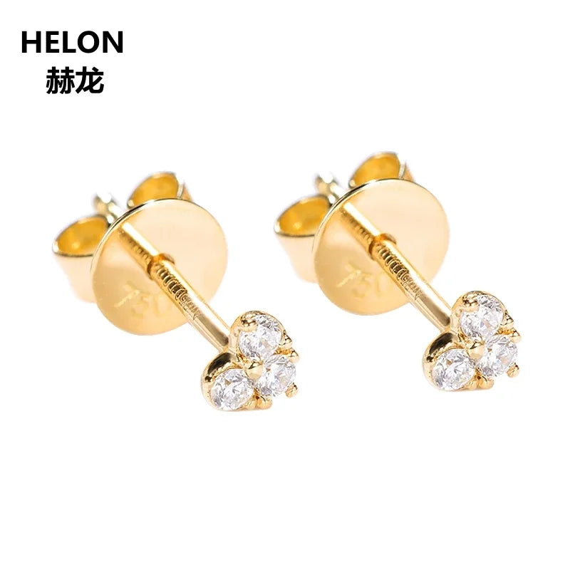 14k Yellow Gold Natural 0.09ctw Diamond Stud Earrings Hearts for Women