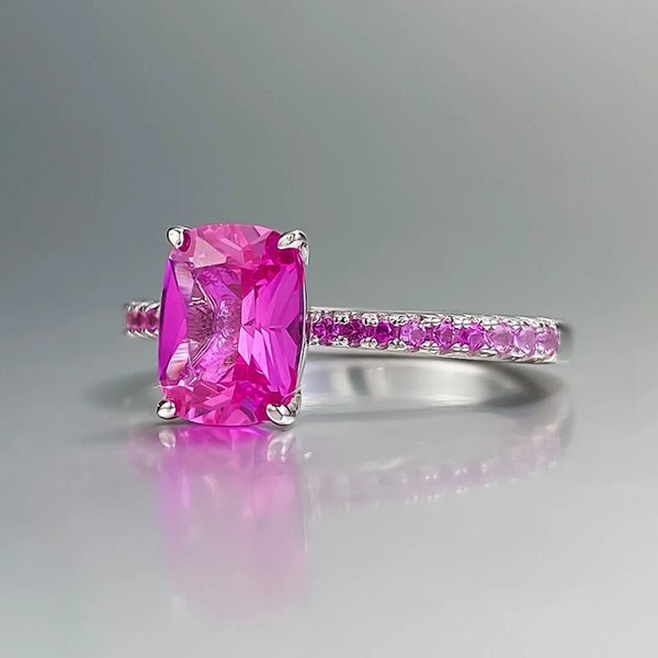 Sterling Silver Pink Sapphire Ring for Women