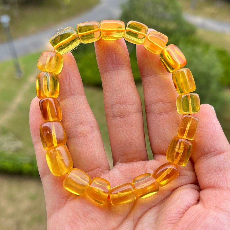 Sterling Silver Natural Amber Bracelet for Unisex