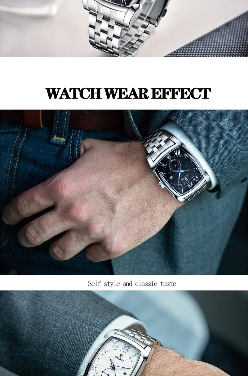 Square Waterproof Quartz Wrist Watch for Men