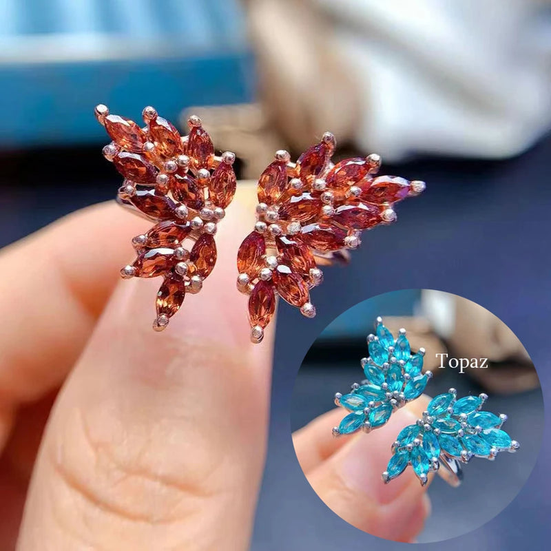 925 Sterling Silver Garnet/Topaz Butterfly Ring for Women