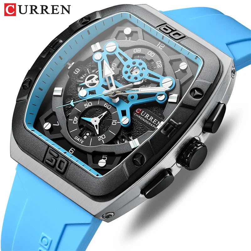 Stainless Steel Fashion Waterproof Multi-function Chronograph Calendar Luminous Quartz Watches for Men