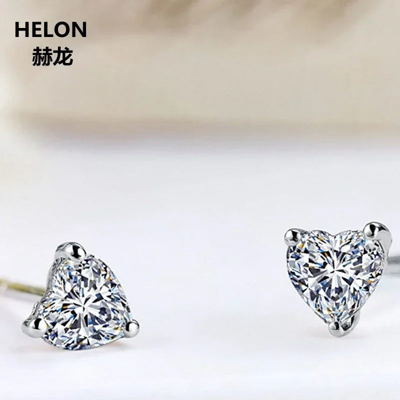 14k White Gold 0.9ct Moissanite Heart Cut Stud Earrings for Women