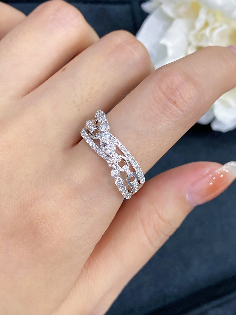 18K White Gold Natural Diamond Ring 0.93 ctw for Women