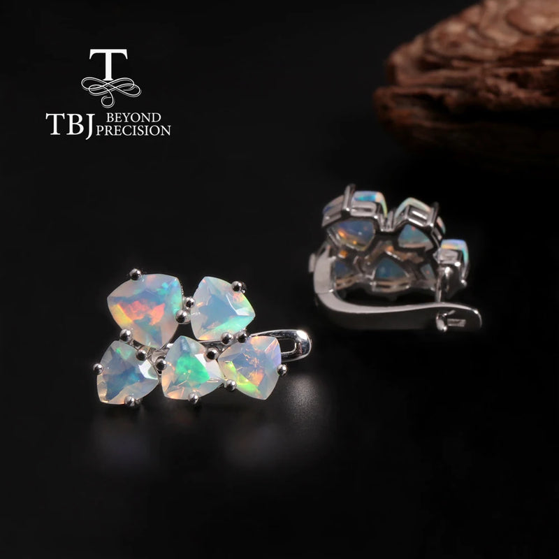 925 Sterling Silver Natural Opal Earrings for Women