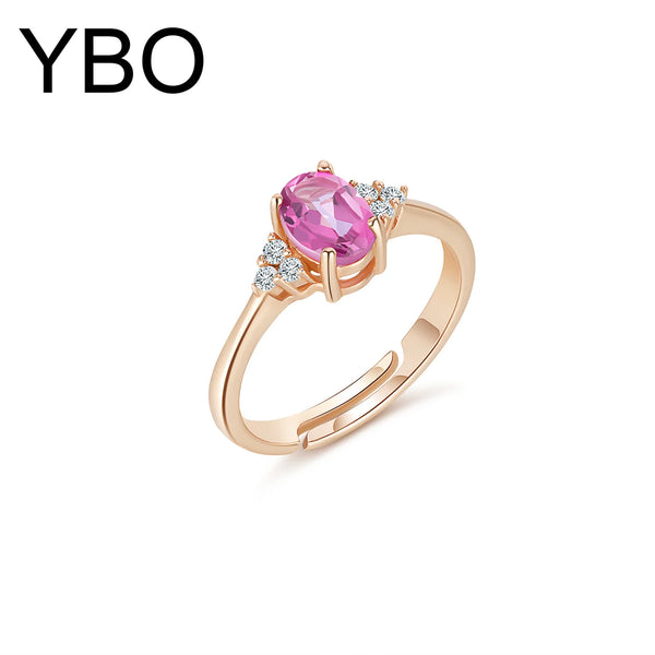 925 Sterling Silver Pink Topaz Adjustable Ring for Women