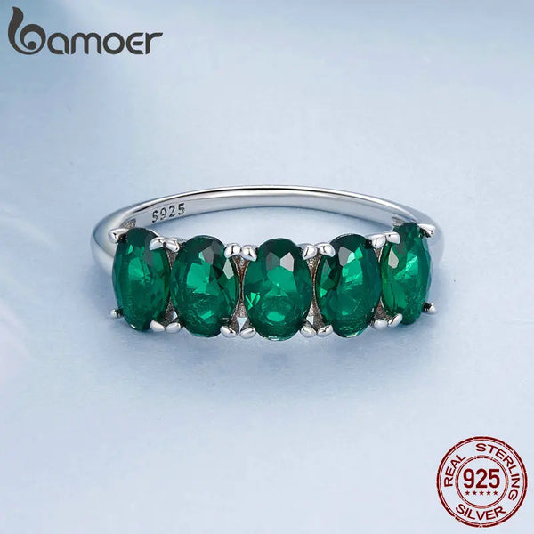 Sterling Silver Green Zircon Ring for Women