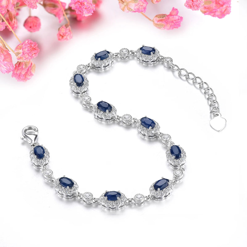 Sterling Silver Natural Blue Sapphire Bracelet 2.50 ctw for Women