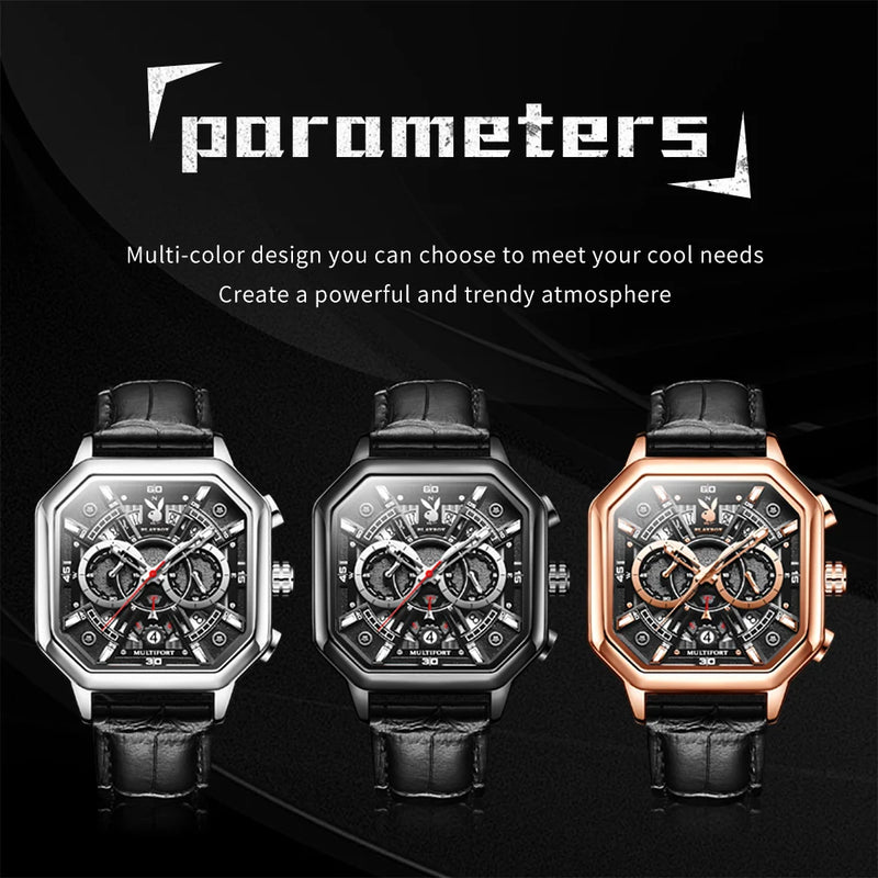 Leather Strap Waterproof Quartz Watch for Men