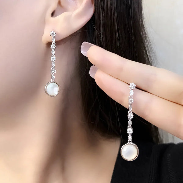 925 Sterling Silver Black Star Drop Earrings for Women