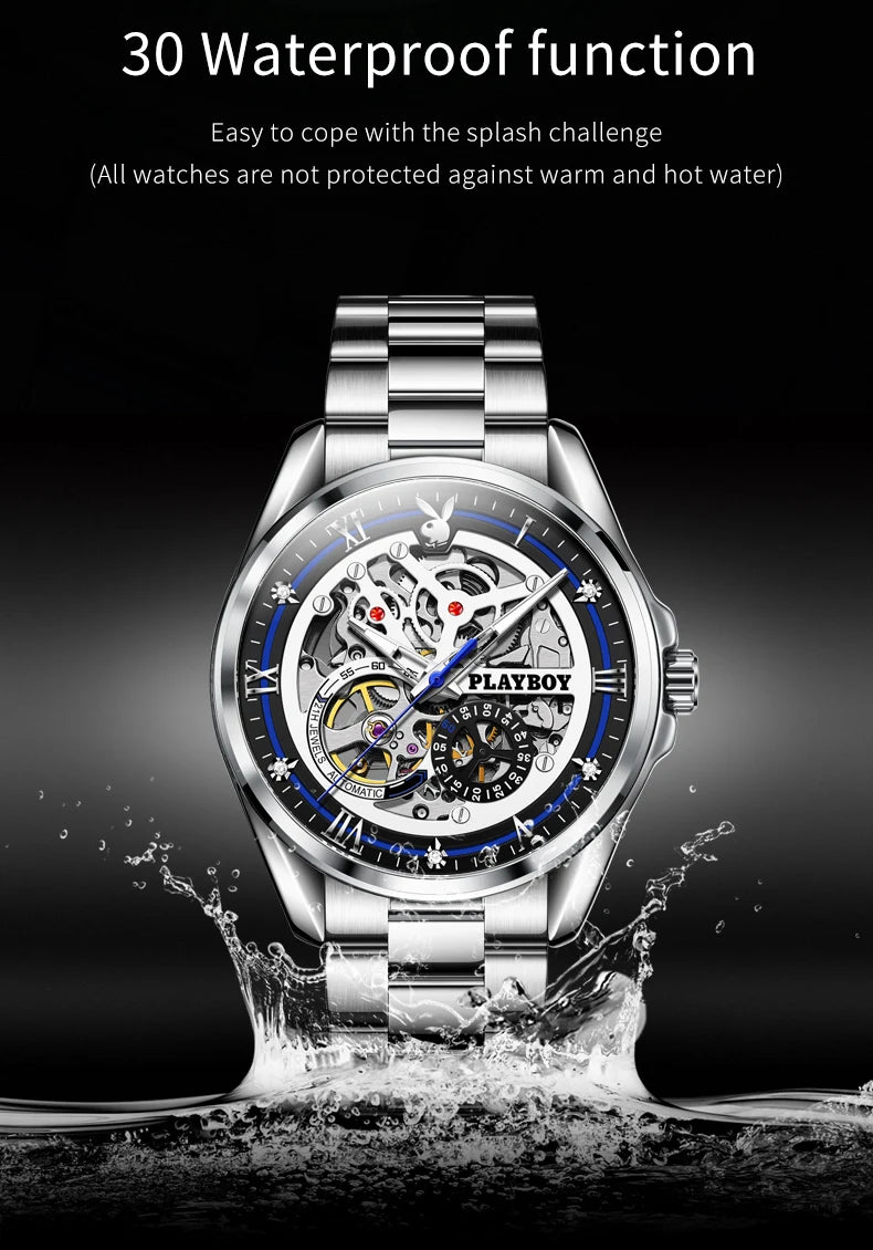 Stainless Steel Automatic Mechanical Watch for Men