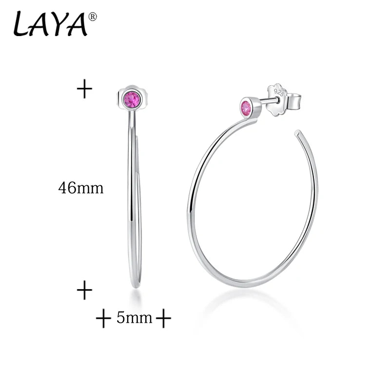 925 Sterling Silver Synthetic Crystal Hoop Earrings for Women