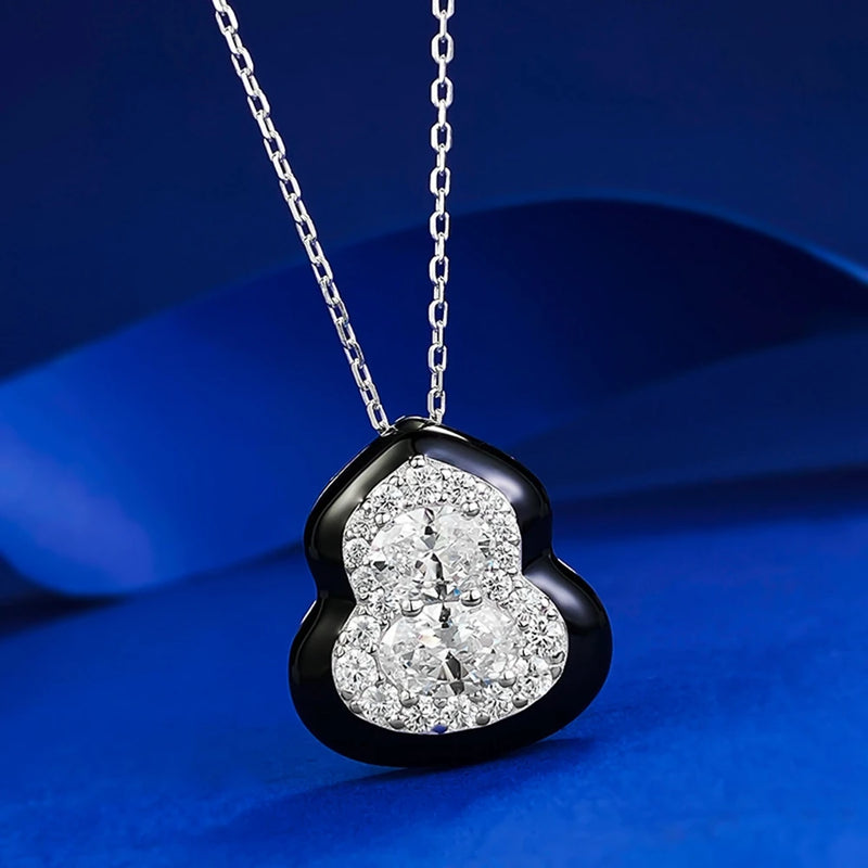 925 Sterling Silver Lab Sapphire Diamond Pendant Necklace for Her