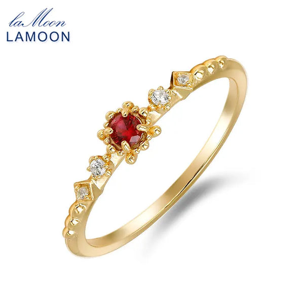 925 Sterling Silver Gold Plated LAB CREATED Ruby Thin Ring for Women