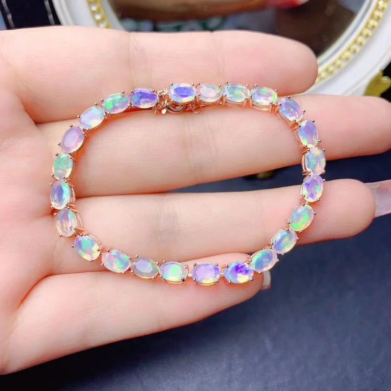 Sterling Silver Fire Opal Bracelet