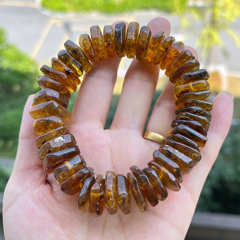 Sterling Silver Natural Amber Bracelet for Unisex