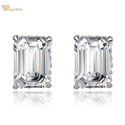 925 Sterling Silver, VVS1 3EX D Color Emerald Cut 5*7mm Moissanite Diamond Gems Studs for Women