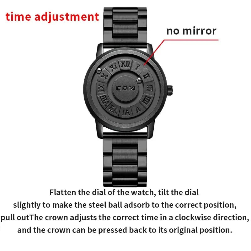 Stainless Steel Leather Strap 3D Quartz Watch for Men