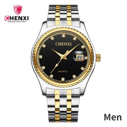 Steel Full Steel Business Quartz Waterproof Wrist Watches for Couple