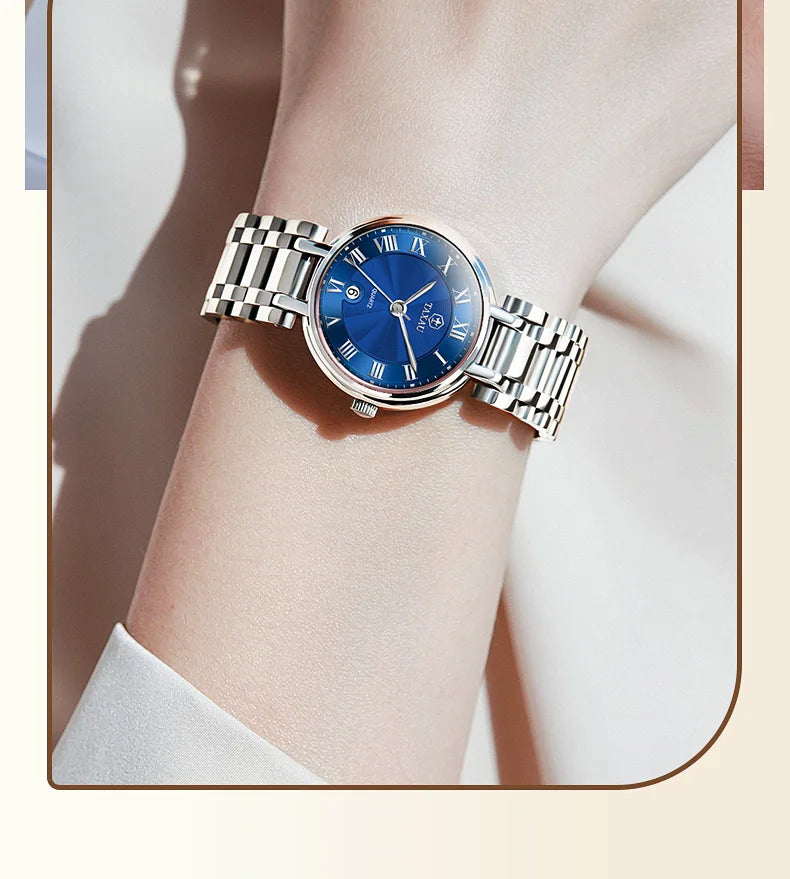 Stainless Steel Watches for Women Quartz Waterproof Calendar Casual watch Elegant Designs