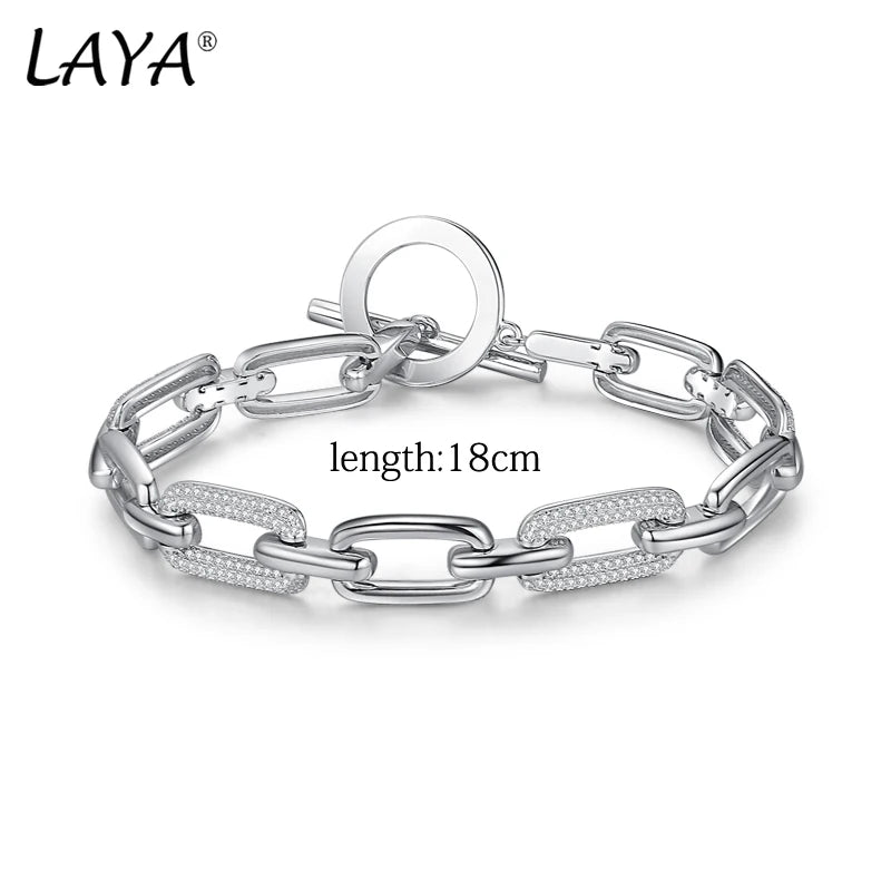 Sterling Silver Cuban Chain Bracelet with Zircon for Men.