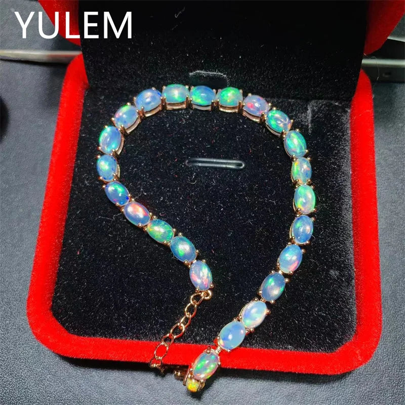 925 Sterling Silver Natural Opal Bracelet for Women