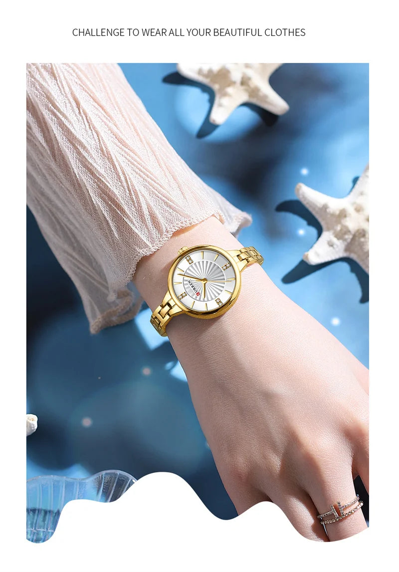 Stainless Steel Rhinestone Bracelet Watch for Women