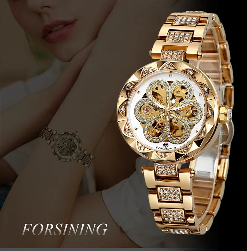 Stainless Steel Flower Swiss-Made Watch for Lady