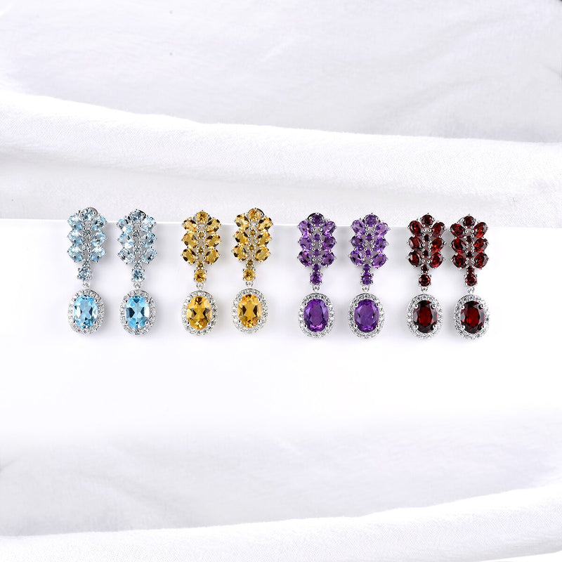 Sterling Silver Natural Citrine Stud Earrings for Women