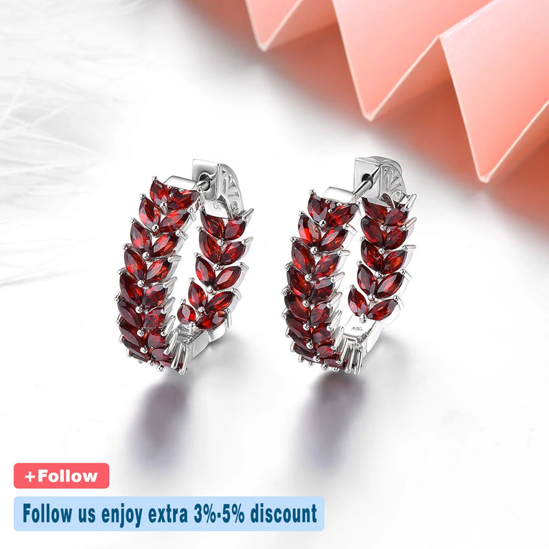 Sterling Silver Red Garnet Clip Earrings 6 ctw for Women