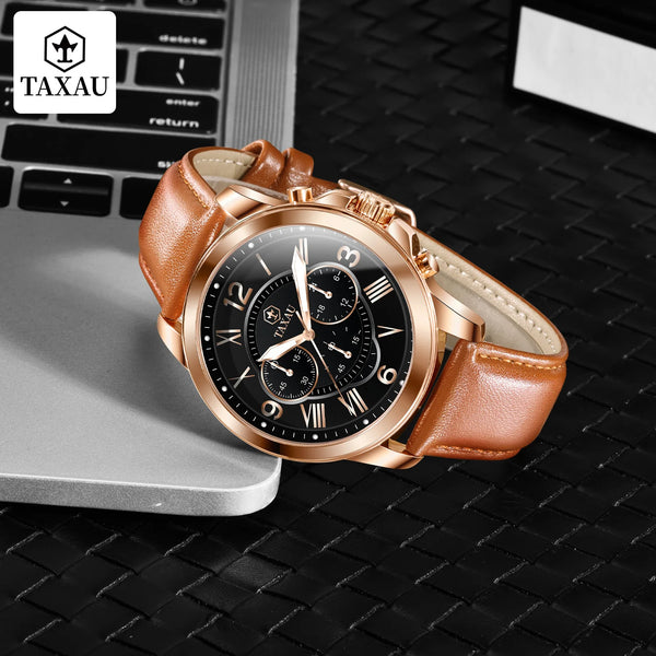 Quartz Leather Multifunction Watch for Men