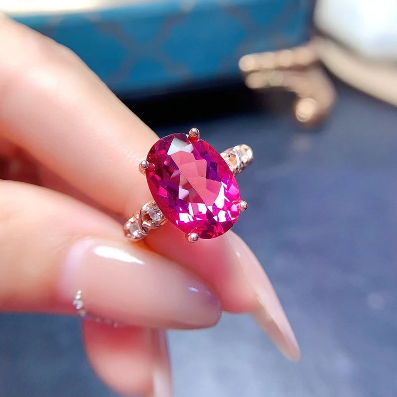 925 Sterling Silver Pink Topaz Ring for Women