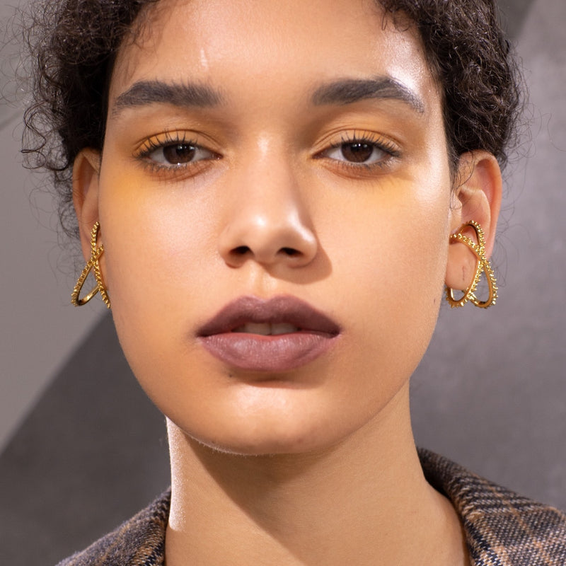 Gold Punk Spike X Shape Ear Cuff Clip On Earrings for Women