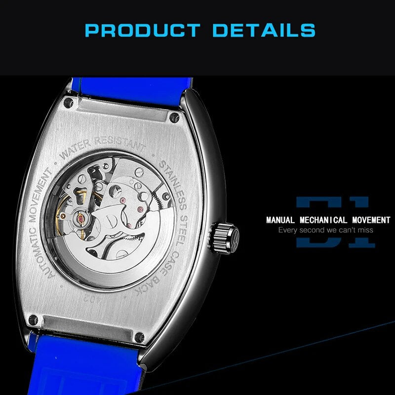 Stainless Steel Skeleton Flywheel Hollow Out Watch for Men