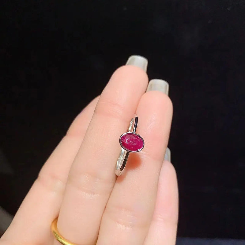 925 Sterling Silver Natural Myanmar Ruby Ring for Women