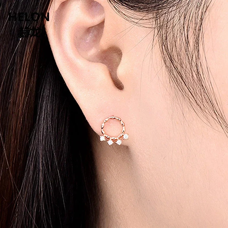 14k Rose Gold Natural Diamond Stud Earrings