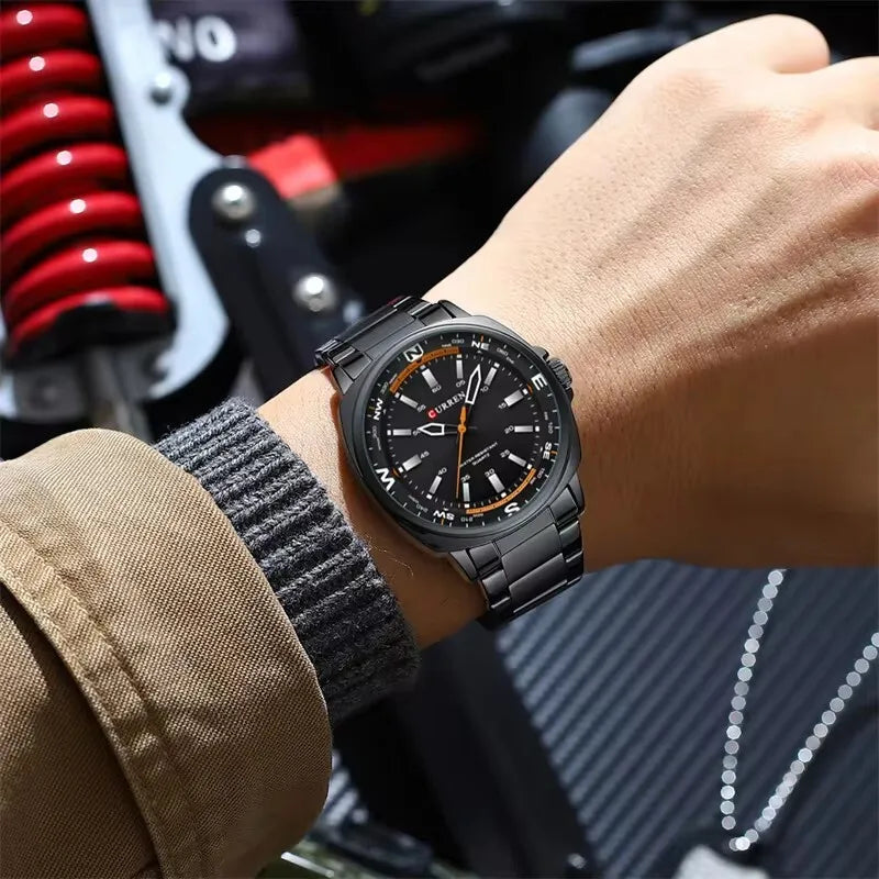 Stainless Steel Quartz Round Watch for Men