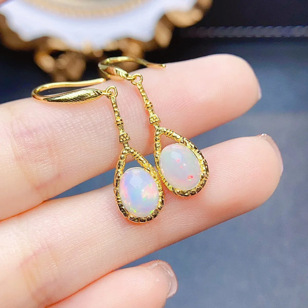 S925 Sterling Silver Natural Opal Earrings