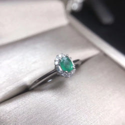 925 Sterling Silver Colombian Emerald Ring for Women