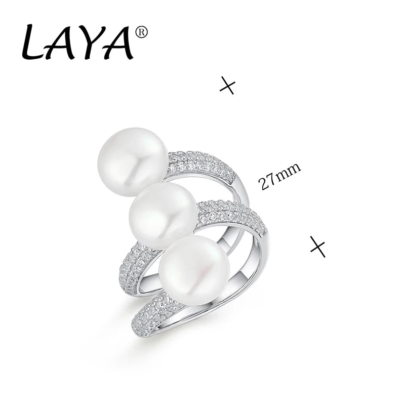 925 Sterling Silver Zirconium White Bead Ring for Women