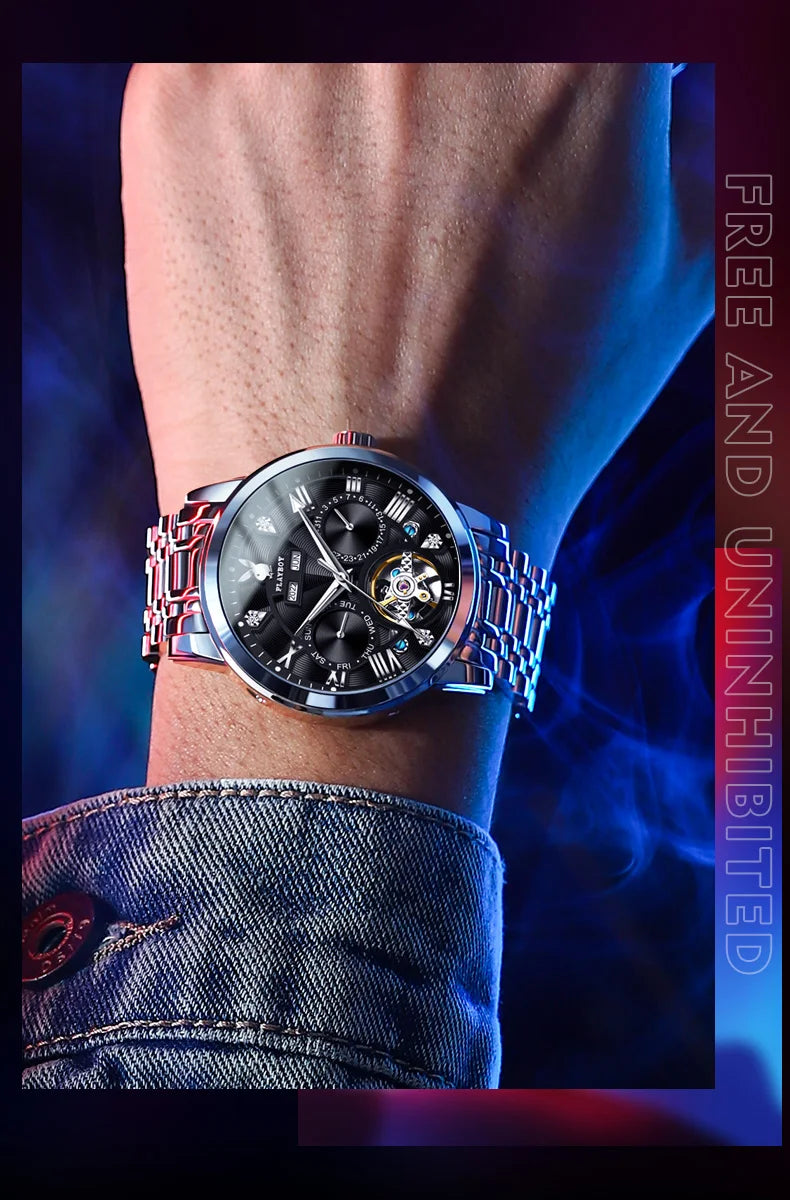 Stainless Steel Automatic Mechanical Watch for Men