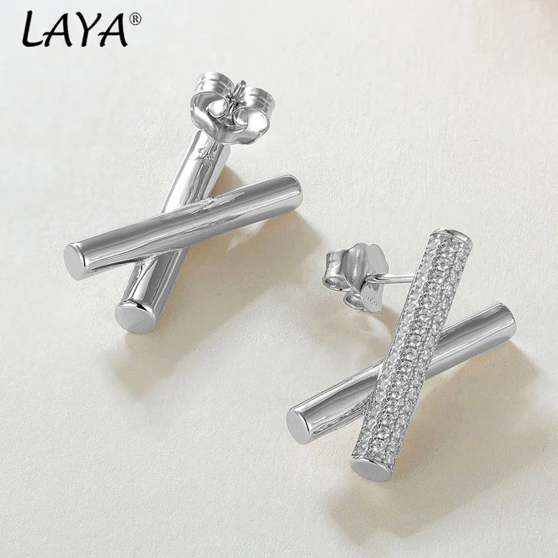 925 Sterling Silver AA Zircon Cross Drop Earrings for Women