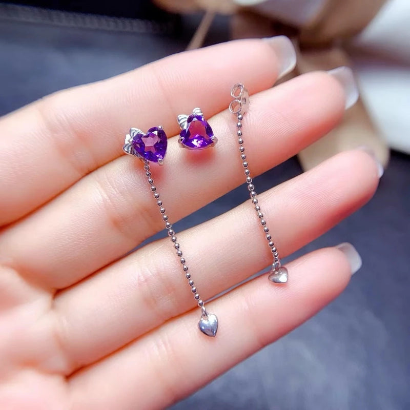 925 Sterling Silver Amethyst Stud Earrings for Women