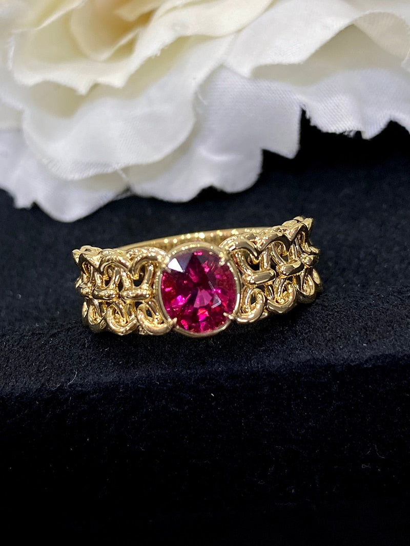 18K Yellow Gold Tourmaline Ring for Women
