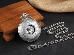 Copper Hollow Gear Steampunk Pocket Watch Pendant Necklace for Men and Women