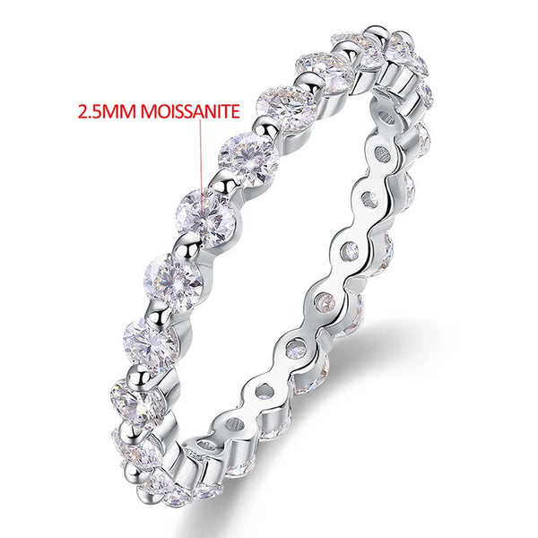 Sterling Silver 2.5mm Moissanite Eternity Band for Women