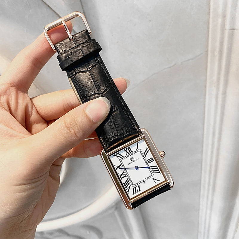 Luxury Men's & Women's Fashion Rectangle Thin Leather Watch