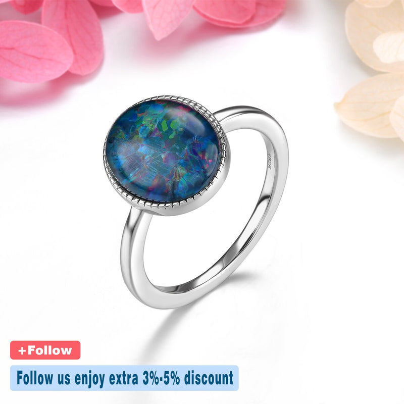 Solid Silver 3 Carat Opal Ring for Women