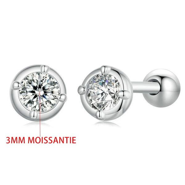 925 Sterling Silver Moissanite Stud Earrings for Women