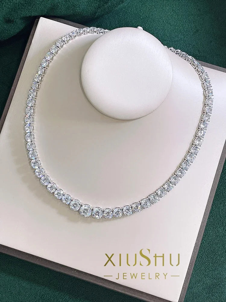 925 Sterling Silver High Carbon Diamond Necklace for Women